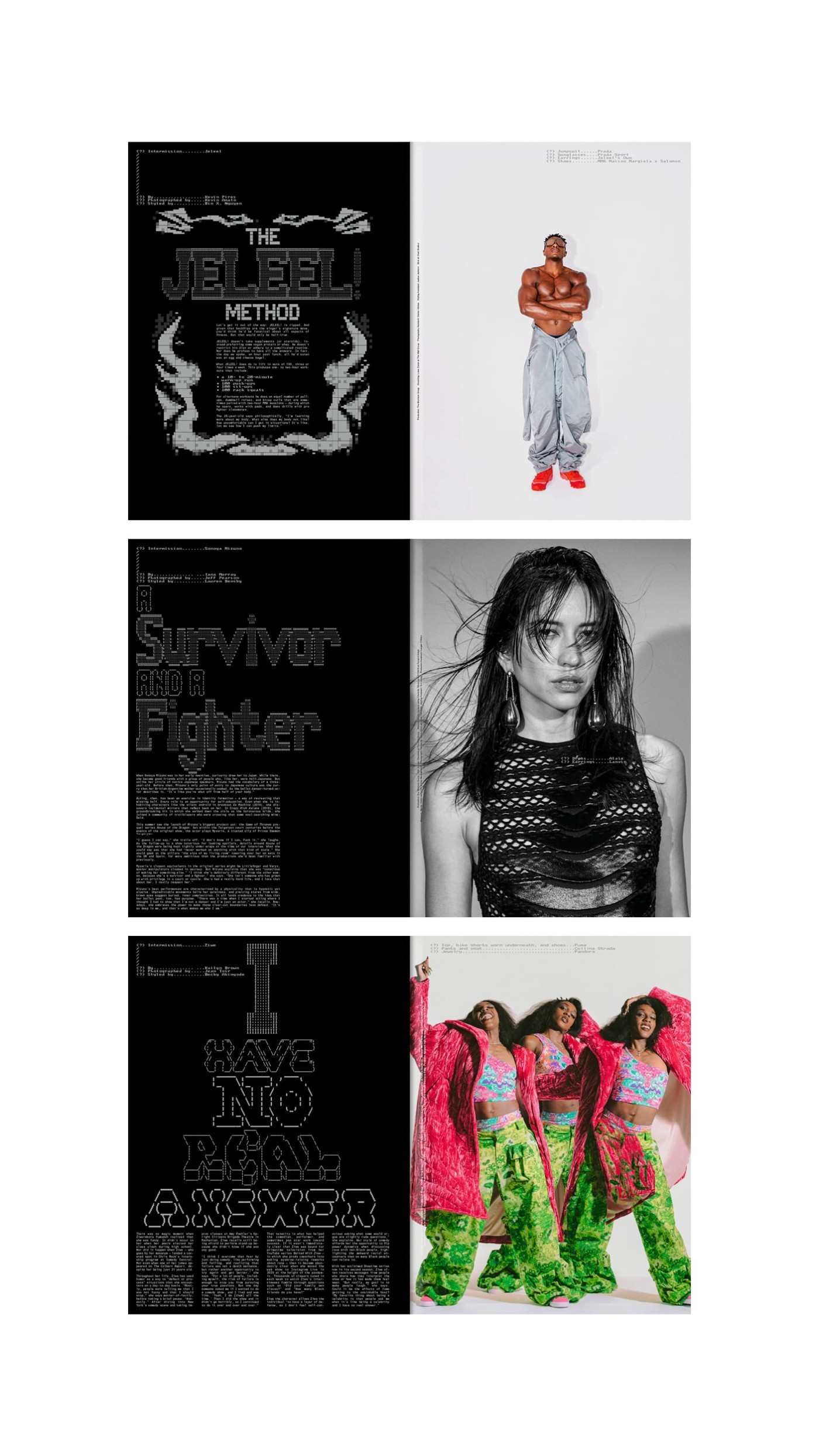 Three spreads of the Highsnobiety magazine